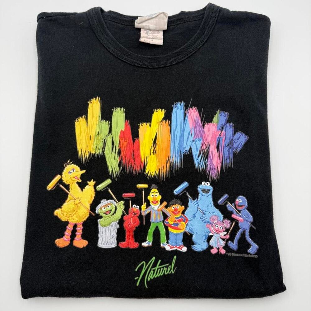 VTG Champion Sesame Street Workshop Naturel Painting Shirt. Fits like medium